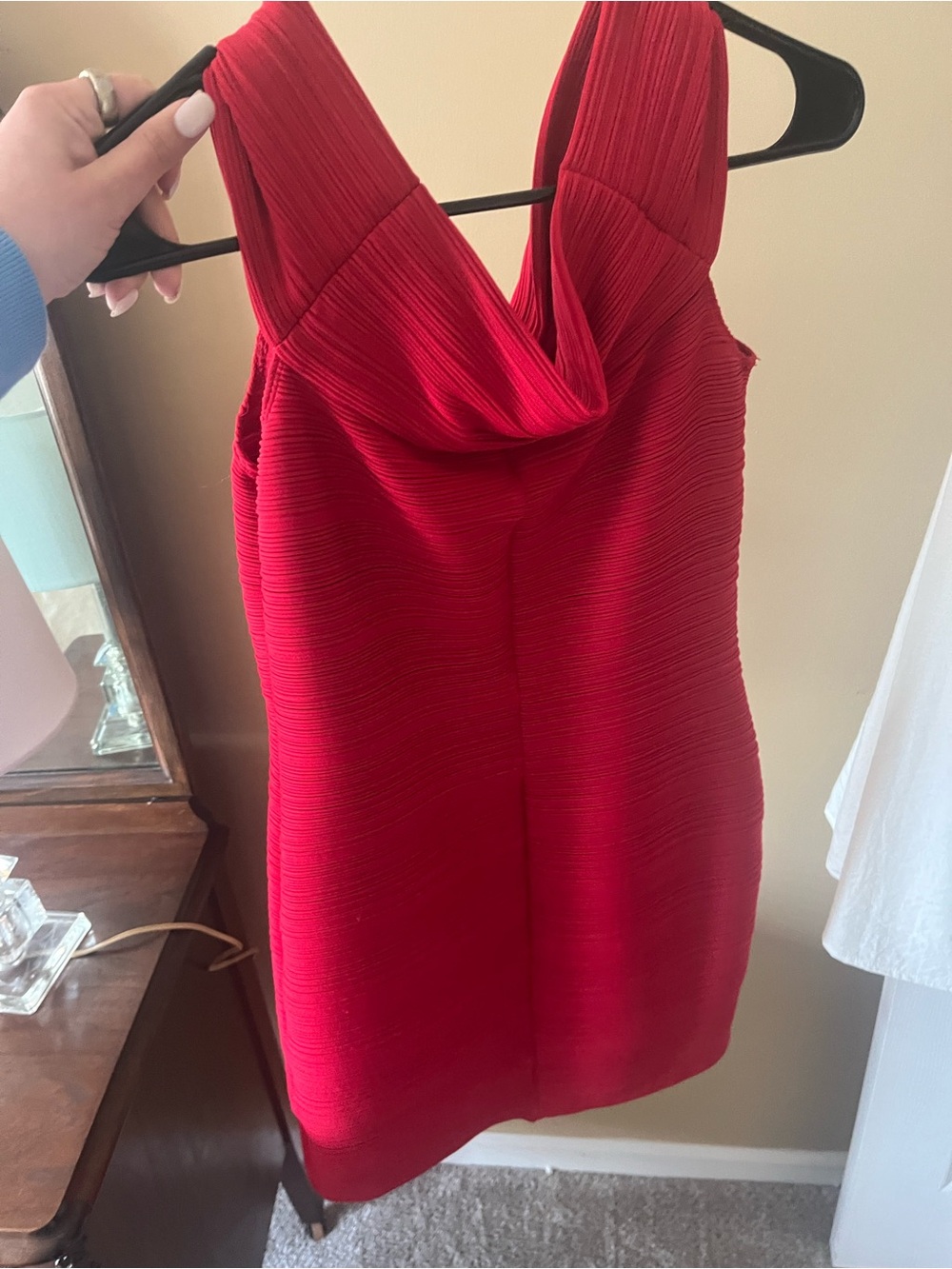 Shoshanna Red Cowl-Neck Mini Dress